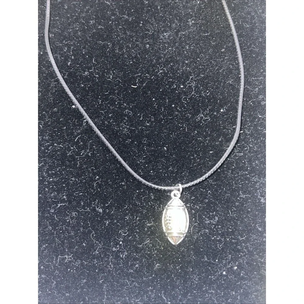 Football Necklace Rope sterling silver Charm Finish Silver Play Ball New